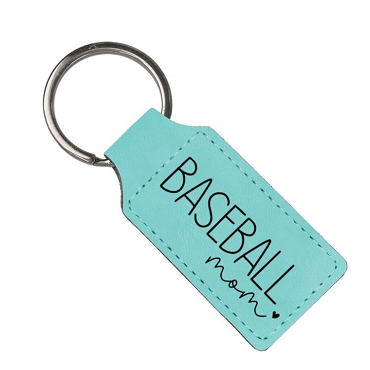 Personalized Leatherette Baseball Mom Keychain - Customizable Back